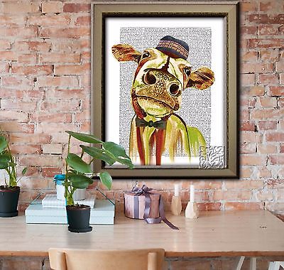 400x380 Colourful Cow Painting With Scottish Tartan Hat Dictionary Art - Painting Dictionary