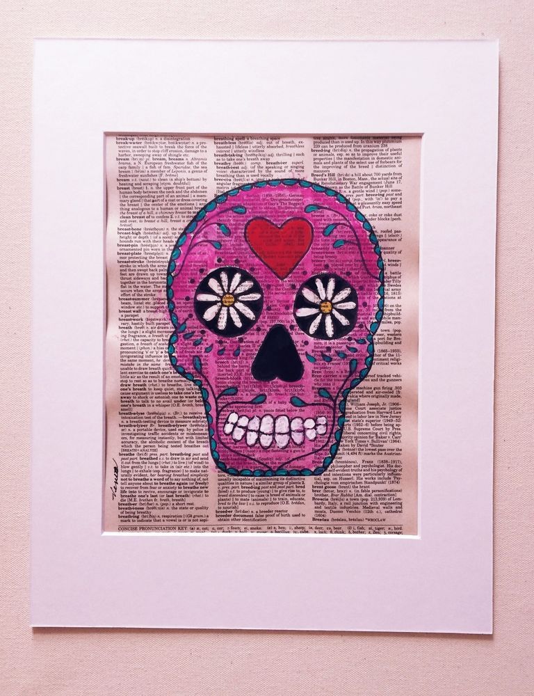 768x1000 Pink Skull Day Of The Dead Original Painting Pop Graffiti Mexican - Painting Dictionary