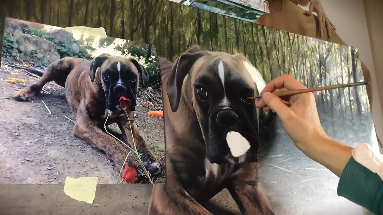 1280x720 Speed Painting, Dog Portrait In Acrylic - Painting Dog Portraits Acrylic