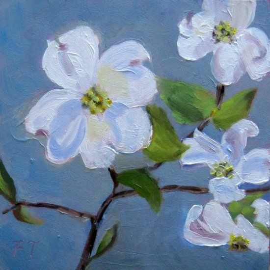 550x550 Fay Terry's Daily Paintings Dogwood North Carolina's State Flower - Painting Dogwood Flowers