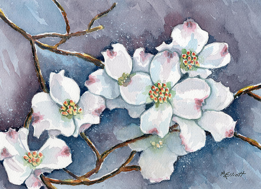 900x652 Legend Of The Dogwood Painting By Marsha Elliott - Painting Dogwood Flowers