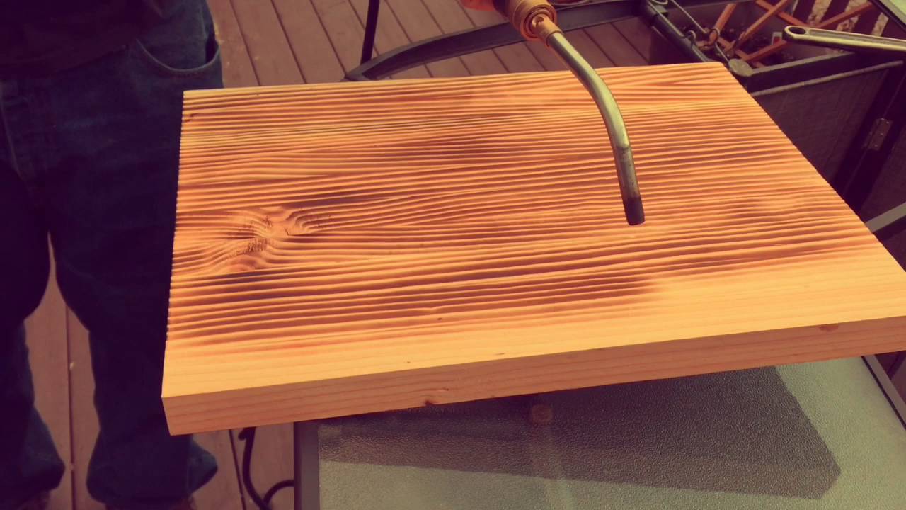 1280x720 Staining Douglas Fir By Burning With Torch 2x Speed - Painting Douglas Fir
