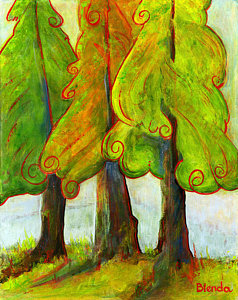 238x300 Douglas Fir Trees Paintings Fine Art America - Painting Douglas Fir