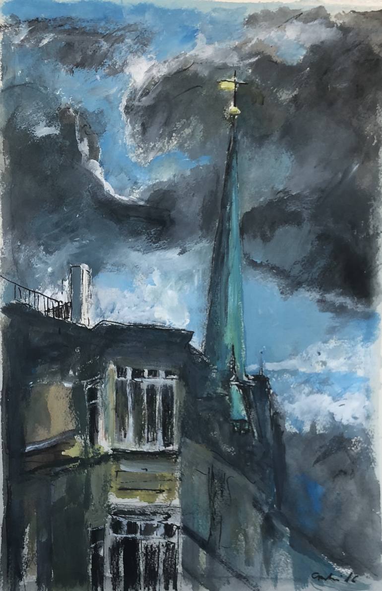 770x1192 Saatchi Art Drama Am Himmel Painting By Peter Crestani - Painting Drama