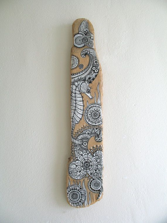 570x760 Painted Driftwood Original Art, Driftwood Art, Boho Beach Art - Painting Driftwood Art