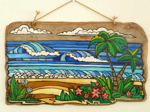 500x374 Vw Volkswagen Driftwood Art Driftwood Surf Art Surfing Art Vw - Painting Driftwood Art