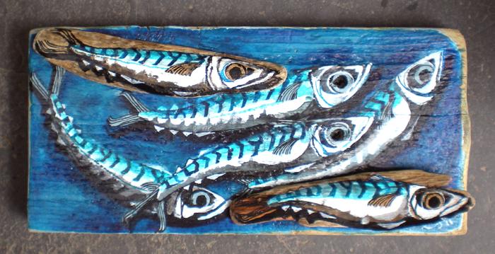 700x359 Flipping Fish' - Painting Driftwood Art