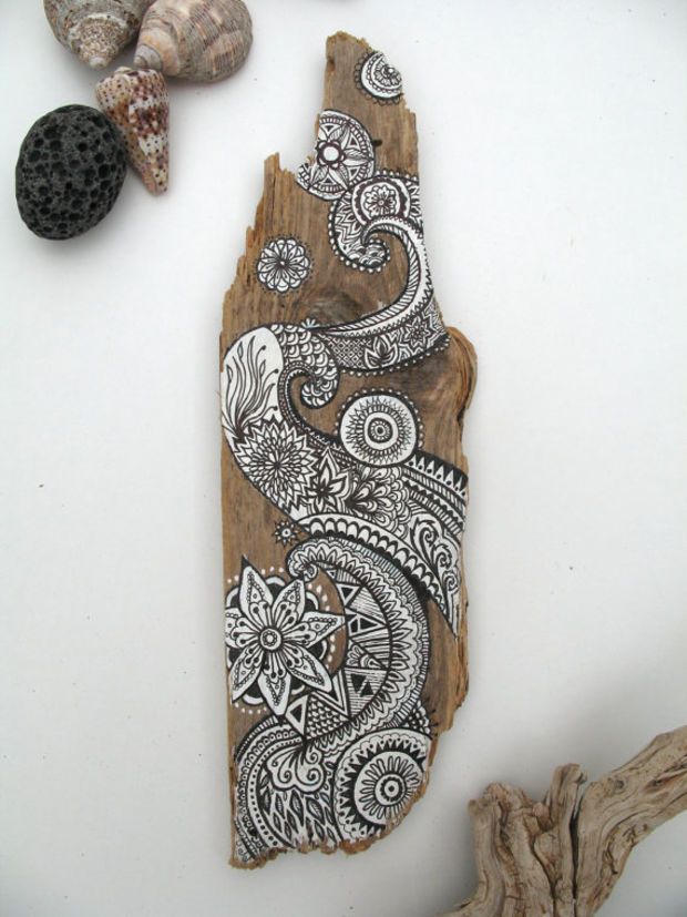 620x827 Driftwood Painting, Painted Driftwood, Original Art, Wall Hanging - Painting Driftwood Art
