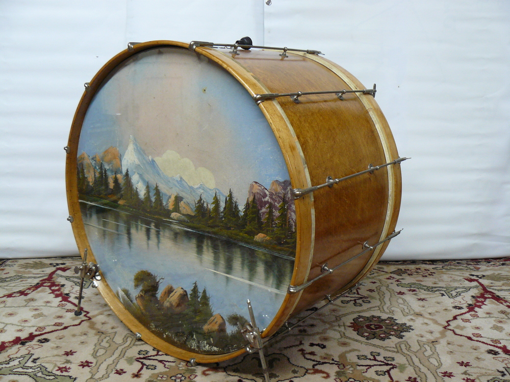 1000x750 Ludwig Amp Ludwig 1930s Bass Drum W Painted Scene Head. - Painting Drum