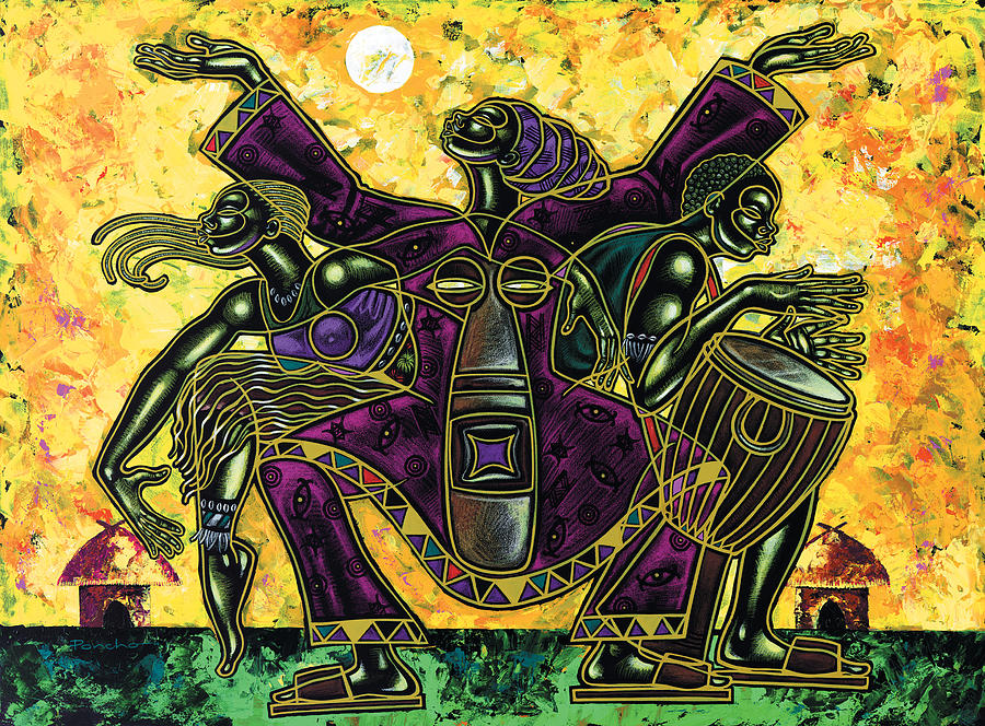 900x664 To The Beat Of The Drum Painting By Larry Poncho Brown - Painting Drum