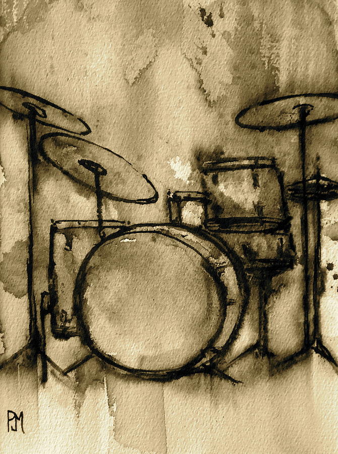 670x900 Vintage Drums Painting By Pete Maier - Painting Drum