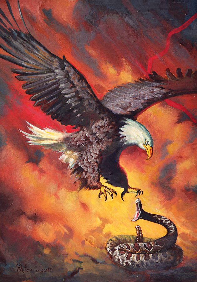 630x900 Eagle And Snake Painting By A Prints - Painting Eagle