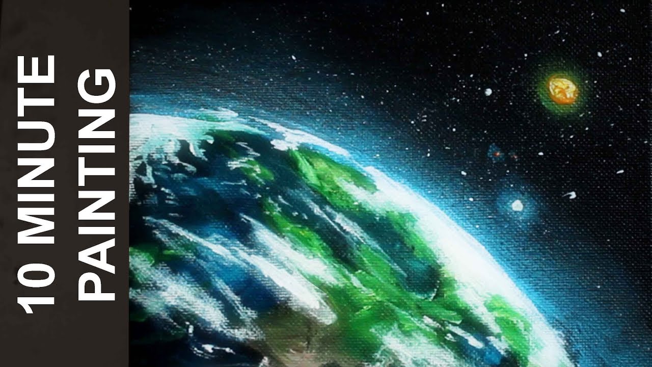 1280x720 Painting The Planet Earth In Space With Acrylics In 10 Minutes - Painting Earth