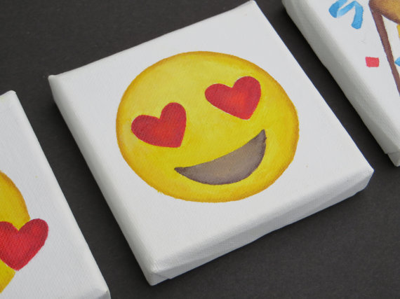 570x427 Items Similar To Heart Eyes Mini Emoji Painting - Painting Emoji