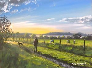 300x222 Pete Rumney Art Original Painting Sunset English Countryside - Painting English Countryside