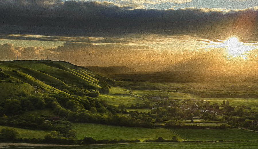 900x521 Stunning Countryside Landscape Over English Countryside At Sunset - Painting English Countryside