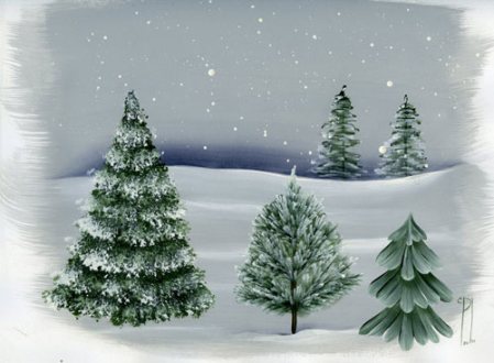 449x330 How To Paint Trees Detailed Instructions - Painting Evergreen Trees