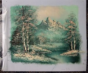 300x250 Original Landscape Painting 8x10 Mountains, Evergreen Trees - Painting Evergreen Trees