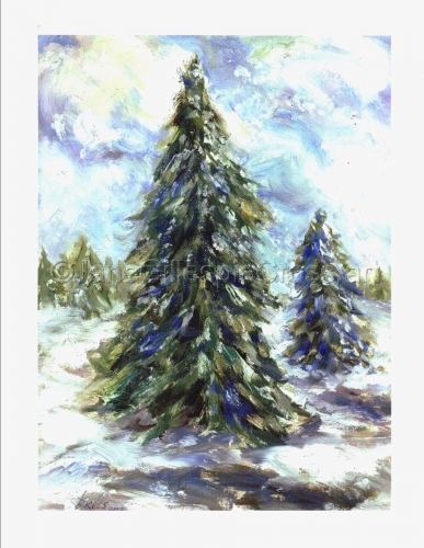 387x500 Painting Evergreens (Original Art By Janegillespiecross.art) - Painting Evergreen Trees