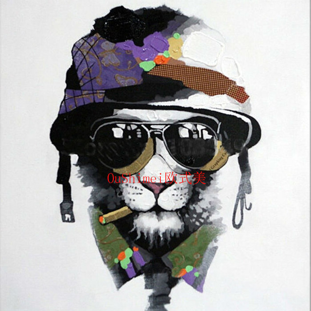 640x640 Hand Painted Cartoon Animal Art Painting Modern Hat Pet Dog - Painting Eyeglasses