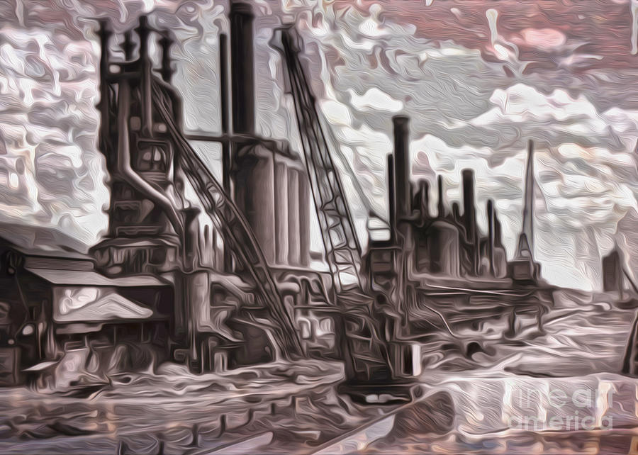 900x642 Old Factory Painting By Gregory Dyer - Painting Factory