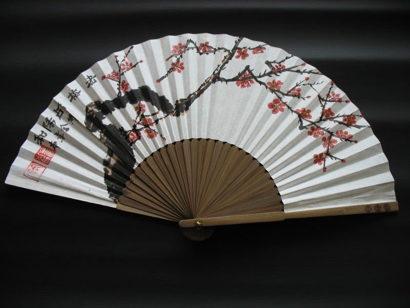 800x600 Folding Bamboo Fan With Korean Traditional Painting - Painting Fan
