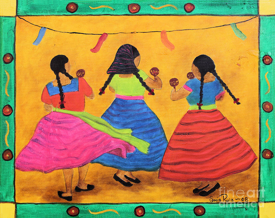 900x715 Fiesta En Mi Pueblo Painting By Sonia Flores Ruiz - Painting Fiesta