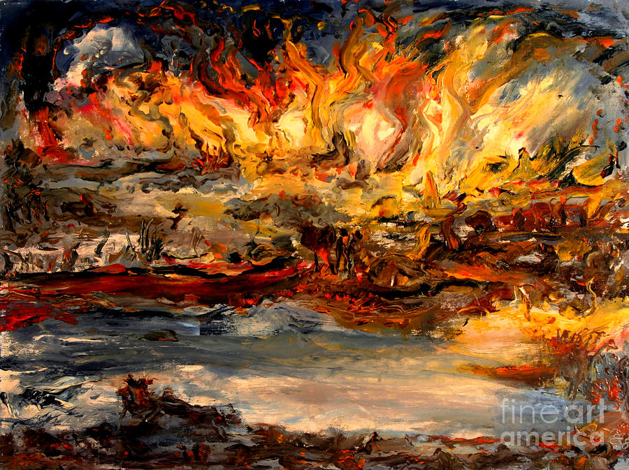 900x673 Lake Of Fire Painting By Arthur Robins - Painting Fire