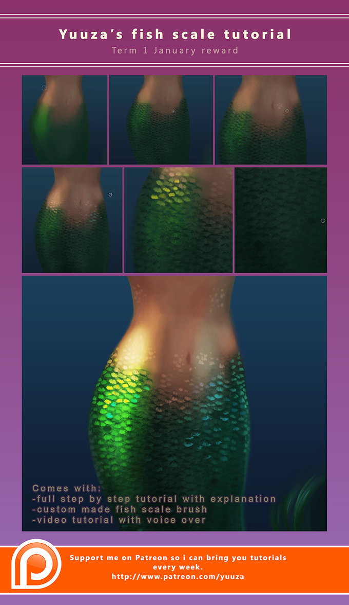 680x1176 Fish Scale Tutorial By Yuuza - Painting Fish Scales