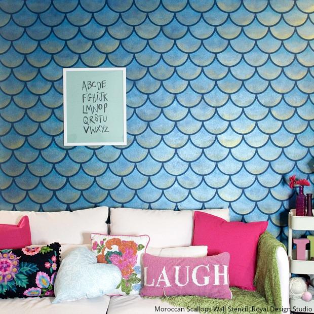 620x620 How To Stencil A Mermaid Fish Scales Wall - Painting Fish Scales