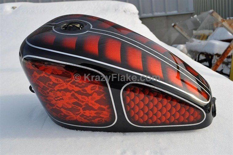 760x505 Painted Hd Xl Sportster Style Gas Tank Fish Scale, Lace Paint - Painting Fish Scales