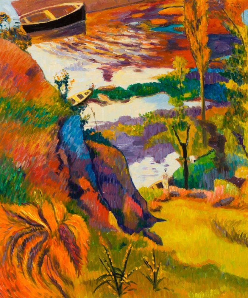 833x1000 Paul Gauguin, Fisherman And Bathers On The Aven, 1888 - Painting Fisherman