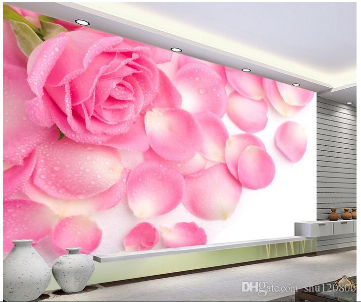 729x609 3d Wallpaper Custom Photo Non Woven Mural Modern Flowers Pink Rose - Painting Flower Petals