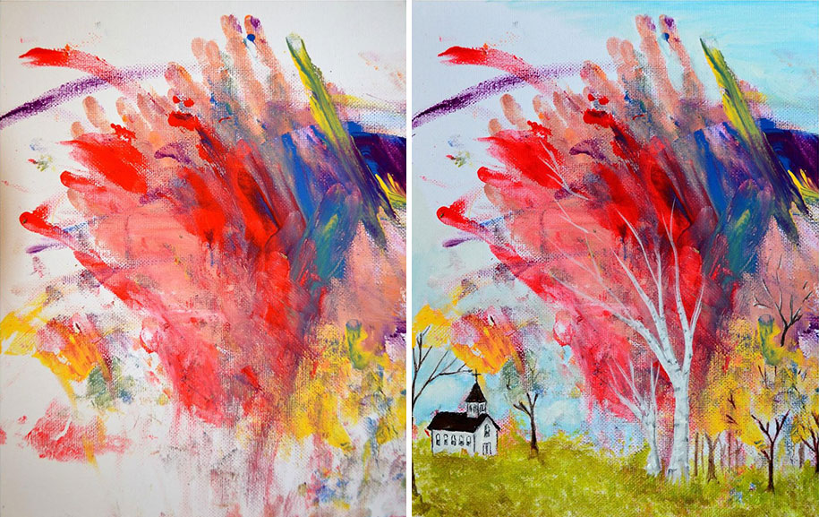 915x577 This Artist Her 2 Year Old's Sketches Into Gorgeous Watercolor - Painting For 2 Year Olds