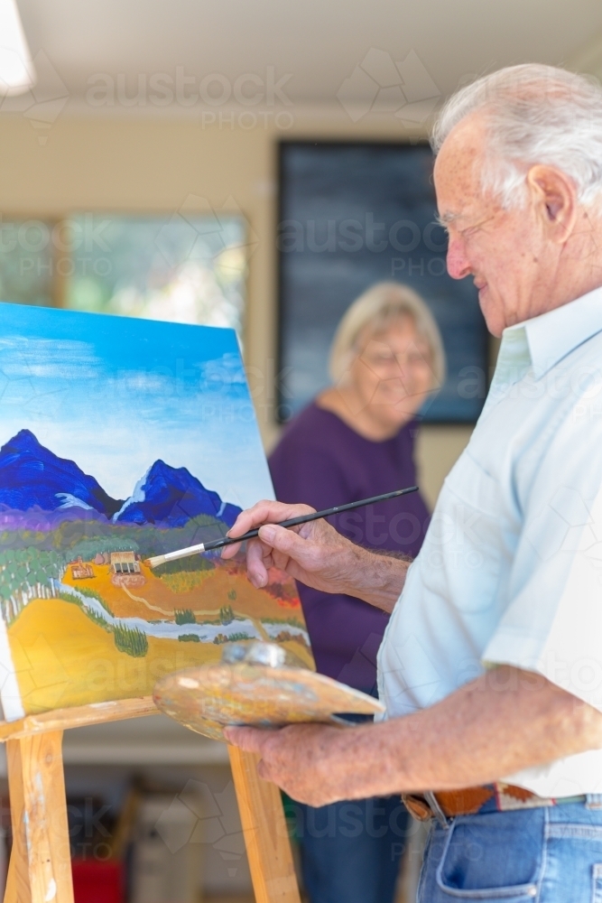 667x1000 Image Of Elderly Couple Painting In Art Studio - Painting For Elderly