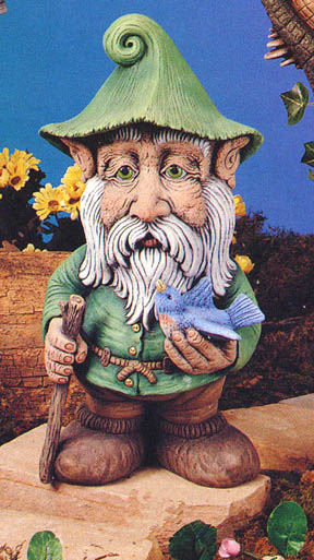 288x513 Ingor Woodland Gnome W Bird Statue - Painting For Garden Gnomes
