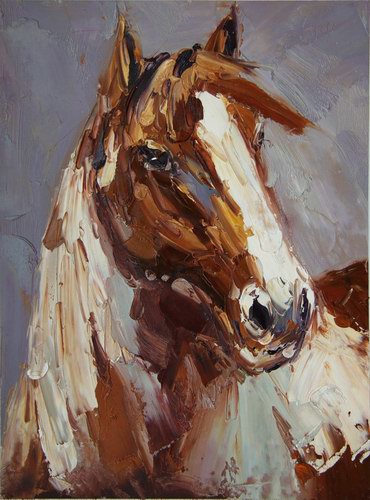 370x500 Horse Painting, Apalette Knife Paintings Reproduction, We Never - Painting For Horses