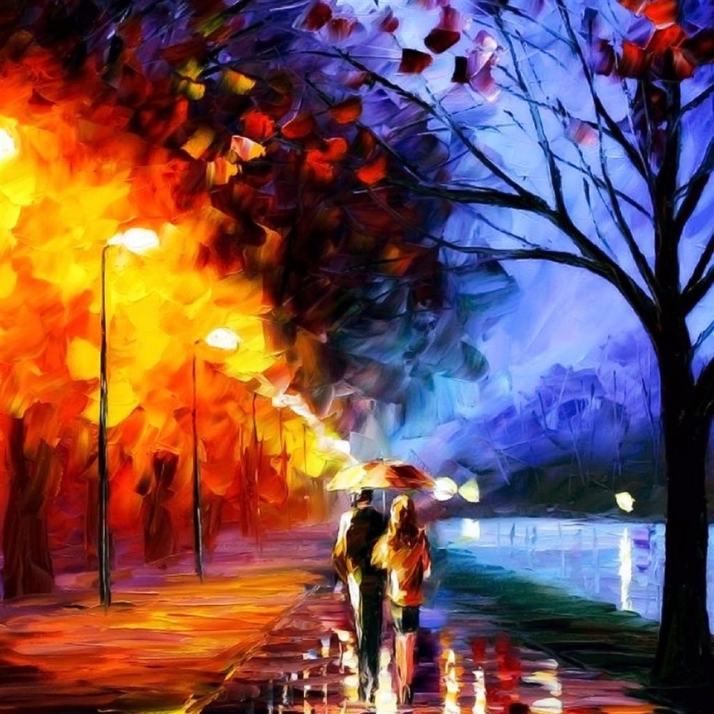 1024x1024 Fire Street Scene Painting - Painting For Ipad