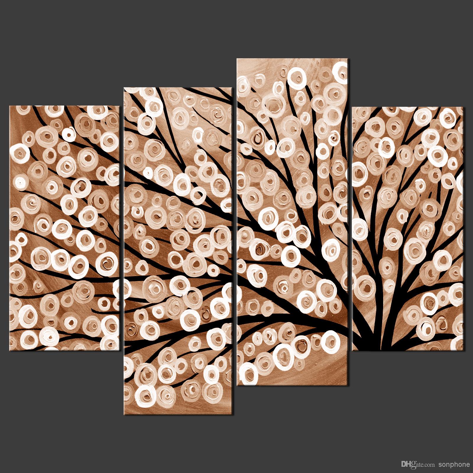 1600x1600 Framed 4 Panel Large Money Tree Oil Painting Feng Shui Picture - Painting For Money