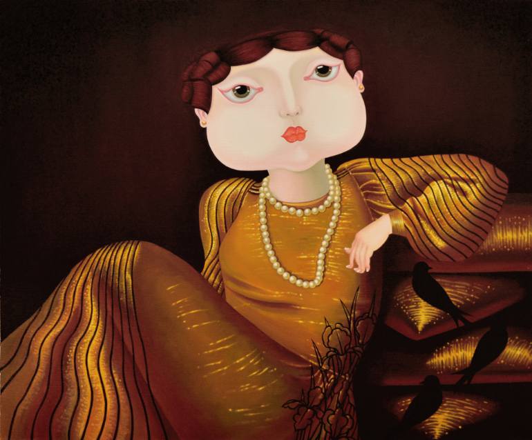 770x638 Saatchi Art Noble Girl Relaxation Painting By Jiahui Wu - Painting For Relaxation