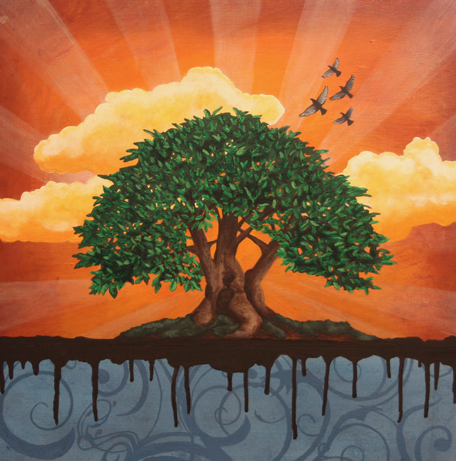 890x900 The Relaxation Tree Painting By Lance Berka - Painting For Relaxation