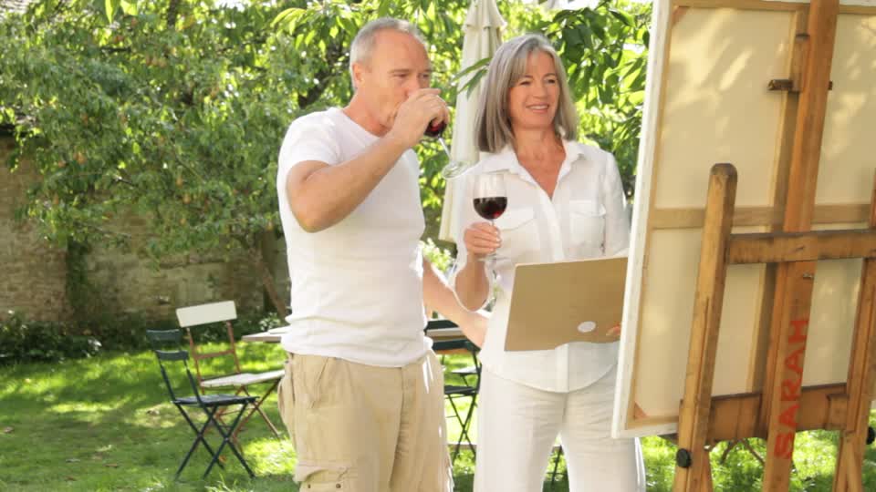 960x540 Seniors Leisure Time Painting Hd Stock Video 650 902 396 - Painting For Seniors