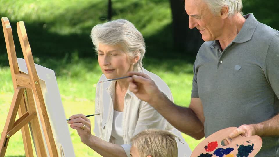 960x540 Seniors Leisure Time Painting Hd Stock Video 772 132 498 - Painting For Seniors