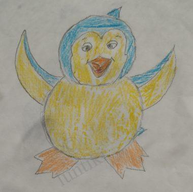 380x377 Painting For Kids. Draw A Small Penguin - Painting For Small Kids