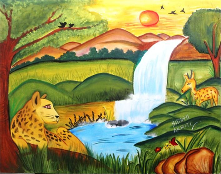 708x559 Photos Simple Paintings Of Scenery For Kids, - Painting For Students