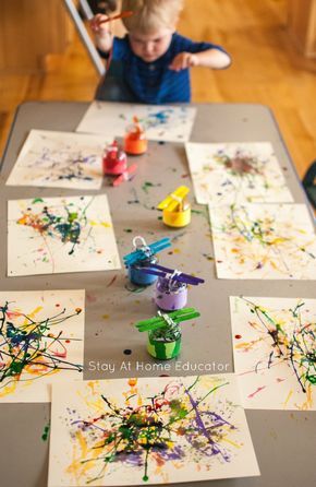 290x446 Painting With Yarn Process Art Activity For Toddlers Process Art - Painting For Toddlers