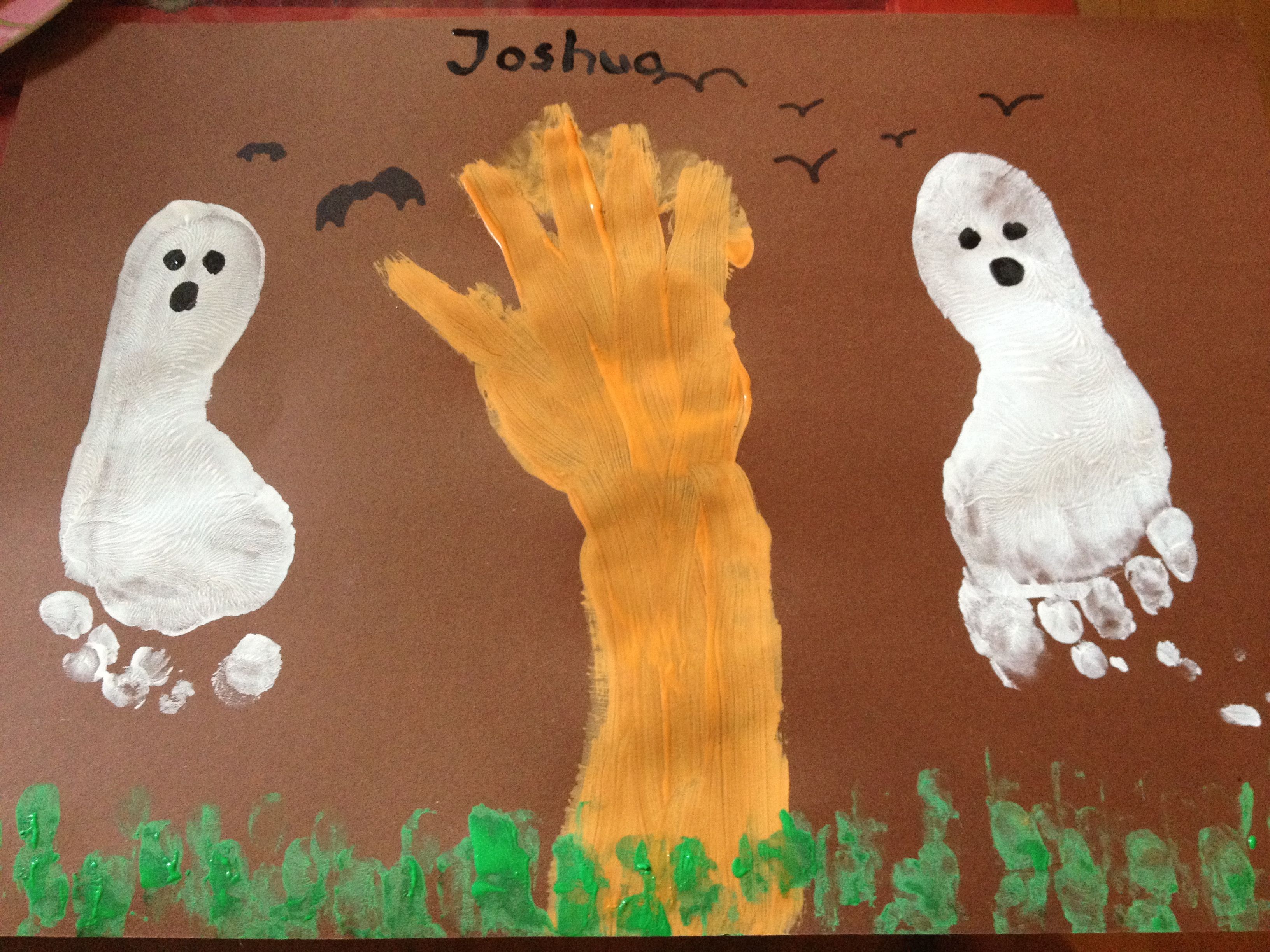 3264x2448 Halloween Painting Made With My Two Year Old Son Teacher Ideas - Painting For Two Year Olds