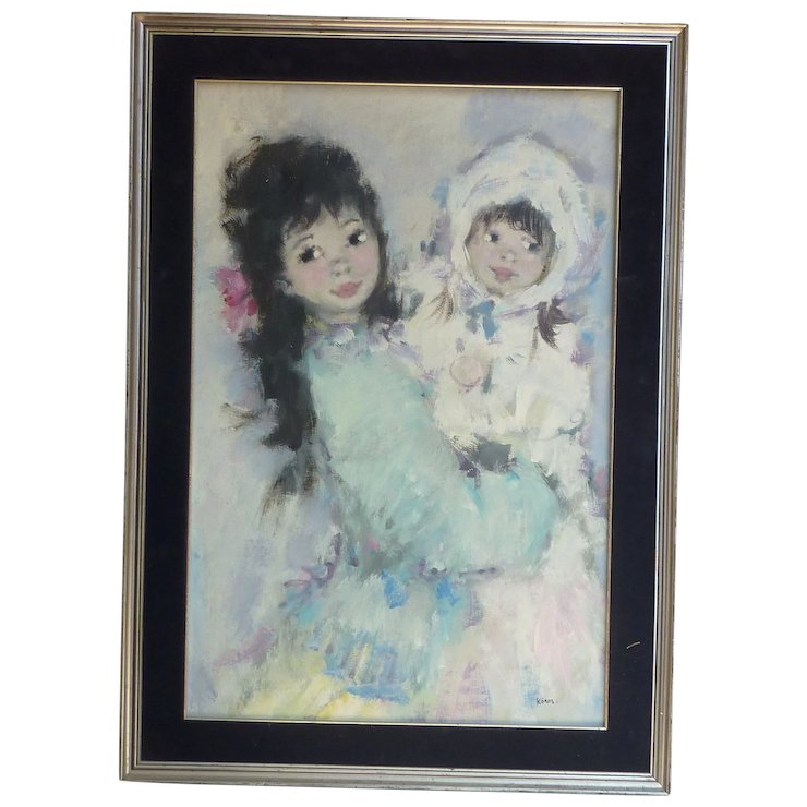 740x740 Koros Oil On Canvas Painting Of Two Young Children Or Mother - Painting For Young Children