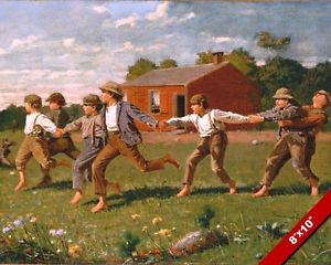 300x240 Young Children Boys Playing Outside Oil Painting Art Real Canvas - Painting For Young Children