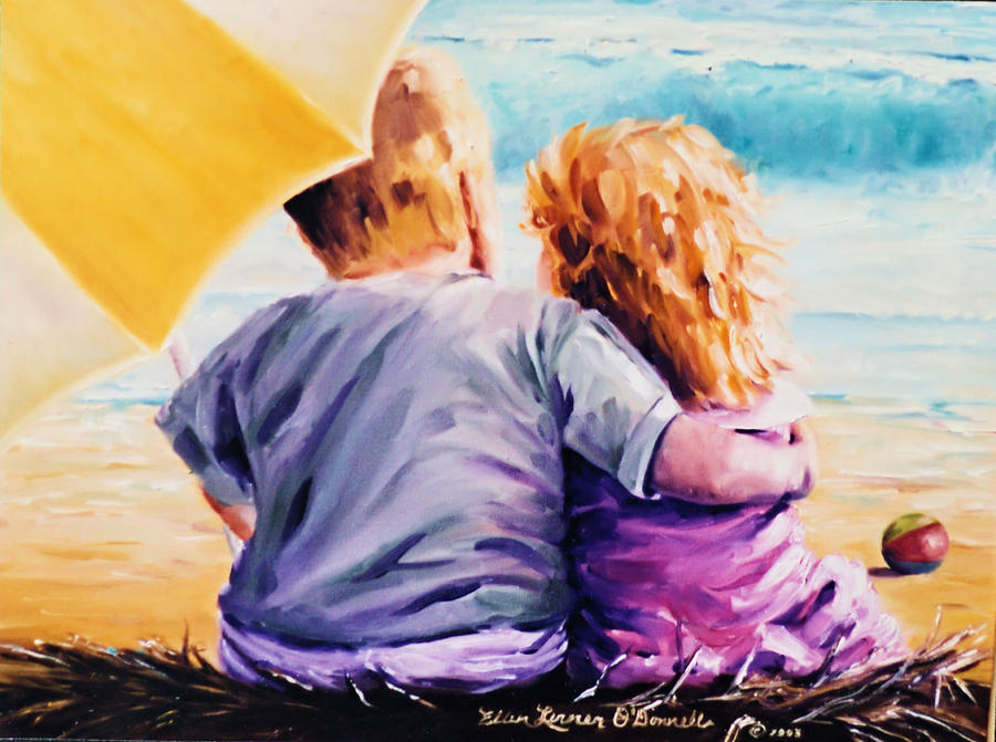 900x671 Young Love Painting By Ellen Lerner Odonnell - Painting For Young Children